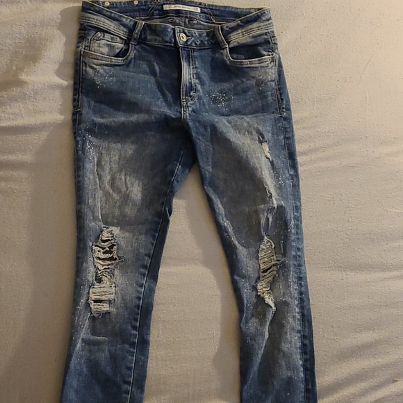 Light-medium wash paint splattered jean - Picture 1 of 5